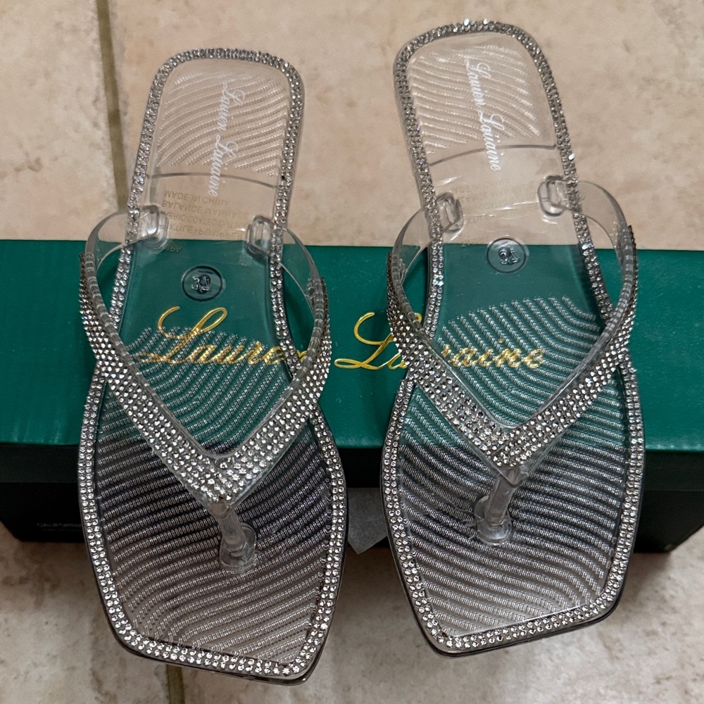LAUREN LORRAINE NEW in Box  Jelly Rhinestone encrusted Sandals Size 6